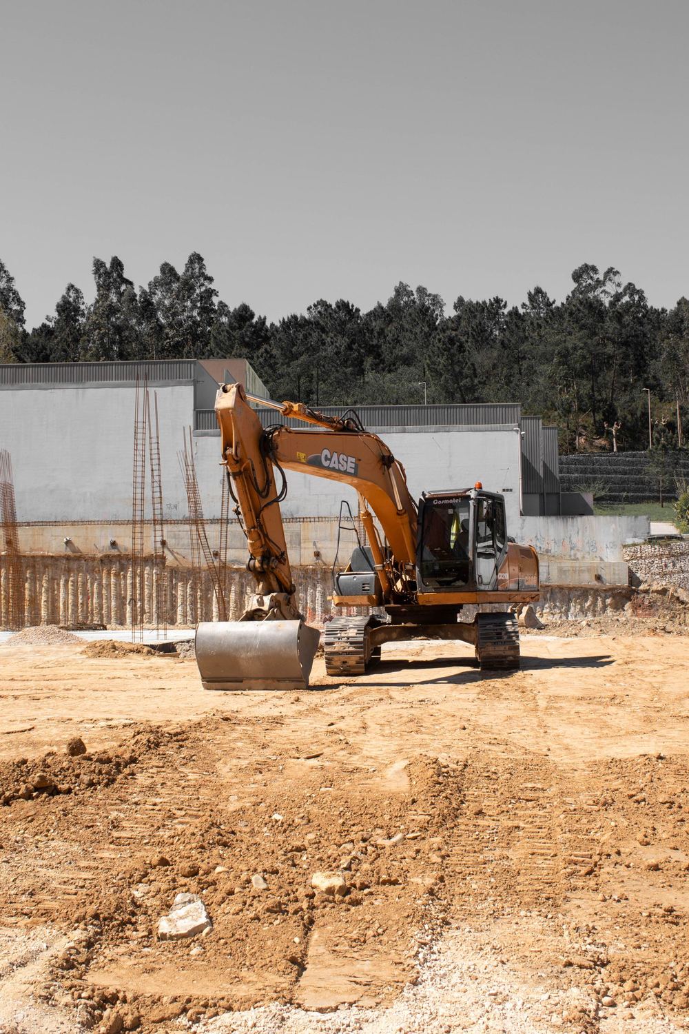 Excavator on a rural job site
